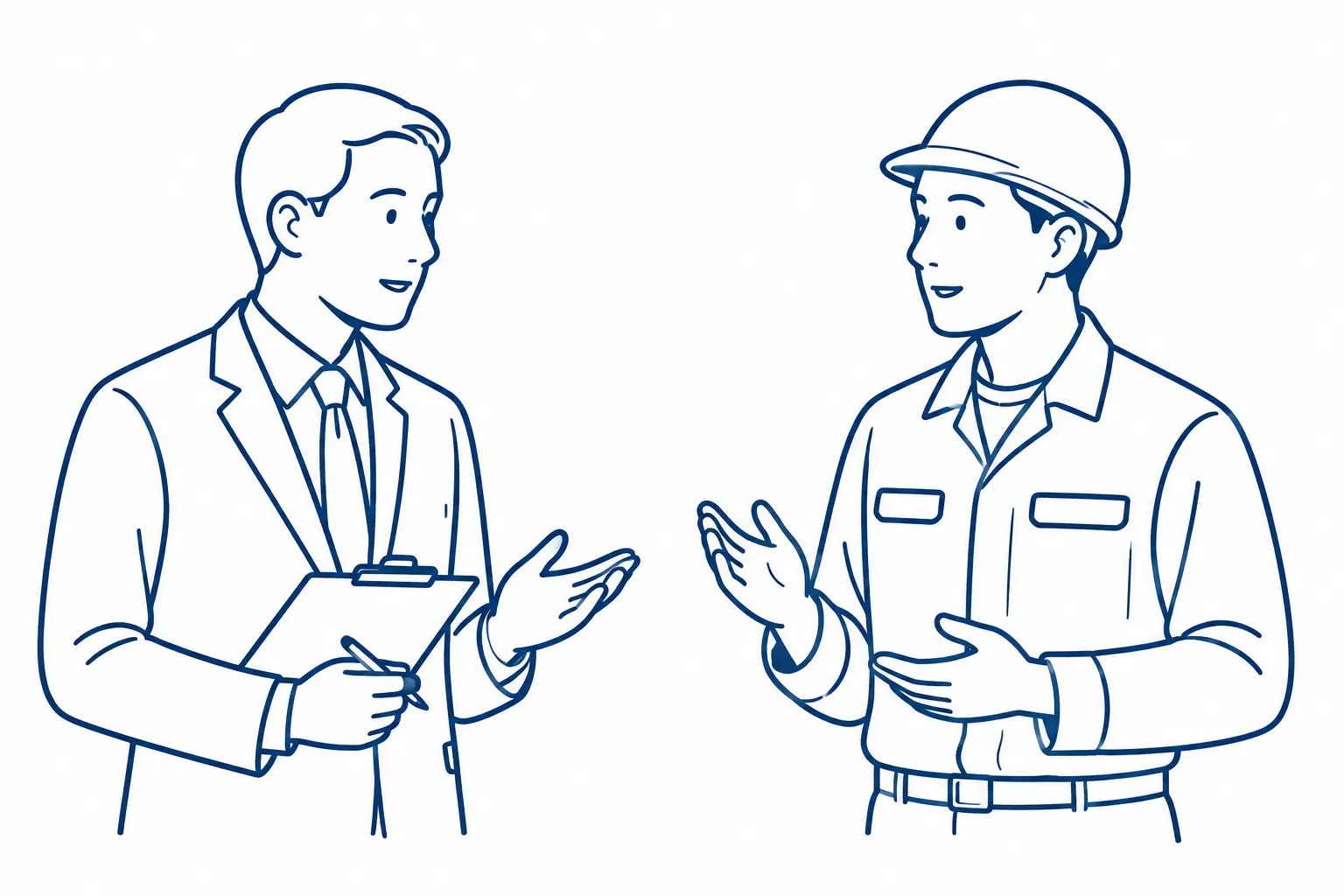 経営者と現場の対話を表すイラスト